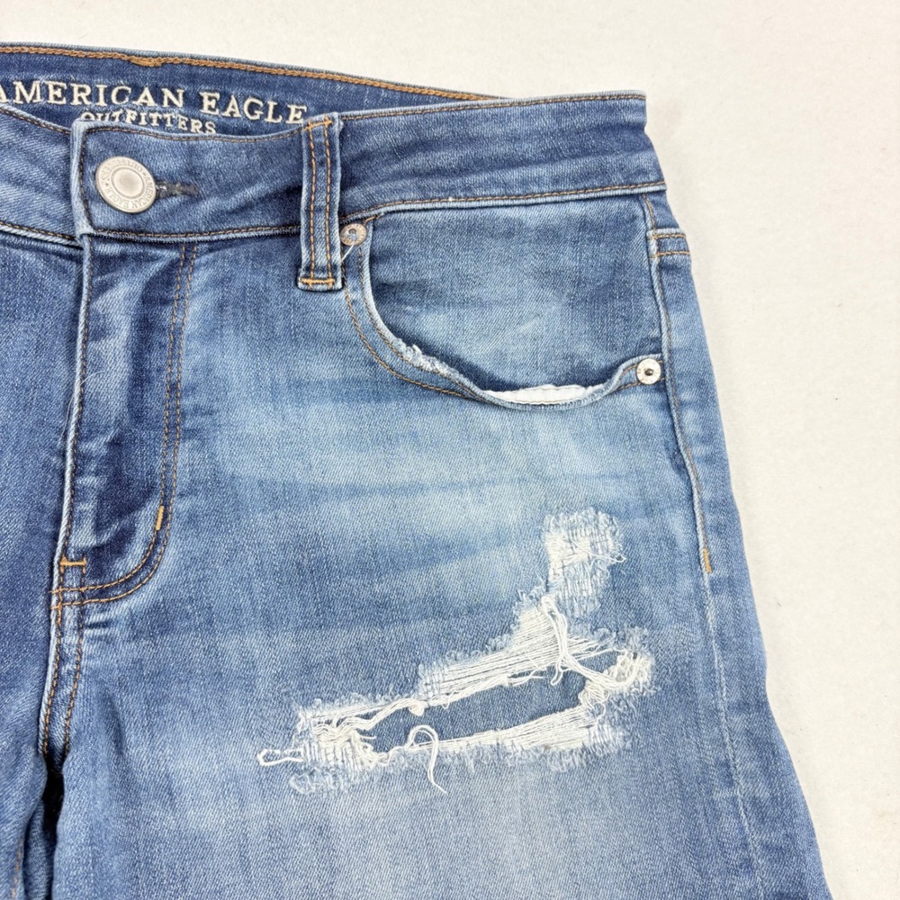 American Eagle Shorts Womens 8 Super Stretch Cut Off Denim Festival Country - Picture 2 of 9